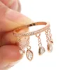 fashion rose gold bezel various shaped cz zirconia elegant gorgeous women tassel ring