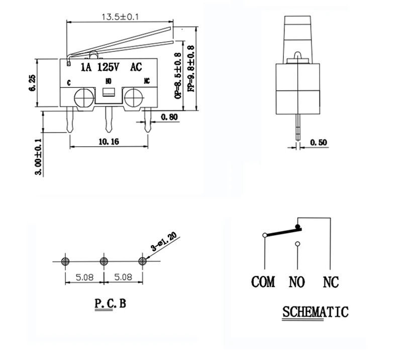 Micro Limit Switch Dip Black/white 1a 125vac Micro Switch - Buy 1a ...