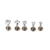 18 Gauge Surgical Steel Internally Threaded Labret with Prong Set CZ Stone Piercing Labret