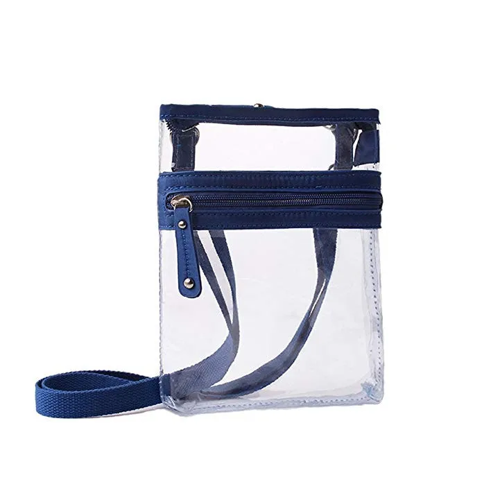 Pvc Small Clear Messenger Bag With Front Zipped Pocket And Adjustable