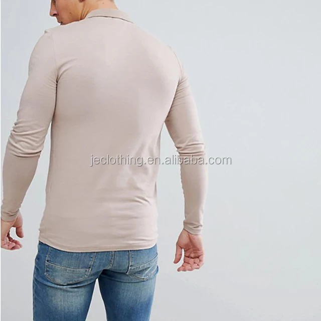 long sleeve muscle fit polo