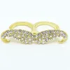 Fashion crystal double ring, Cute metal mustache ring, fashion jewelry