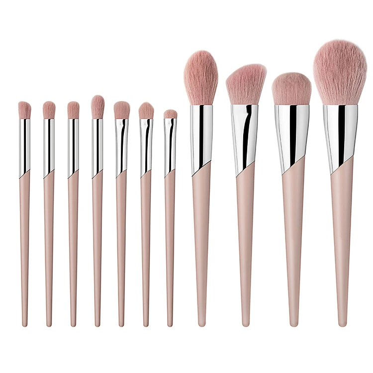 Hot Pink Vegan Fiber Irregular Ferrule Tube Make Up Brush Set 11pcs