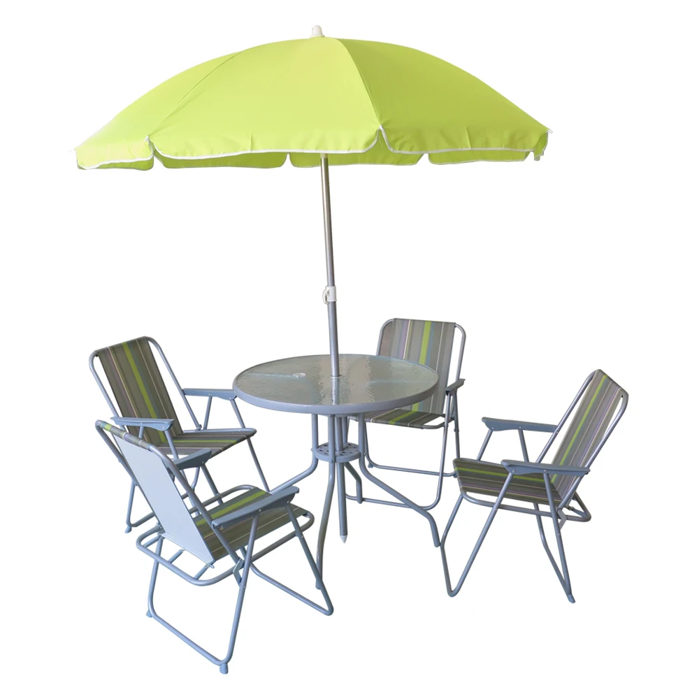 Outdoor Folding Patio Garden 6pcs Table Dining 4 Folding Chairs With