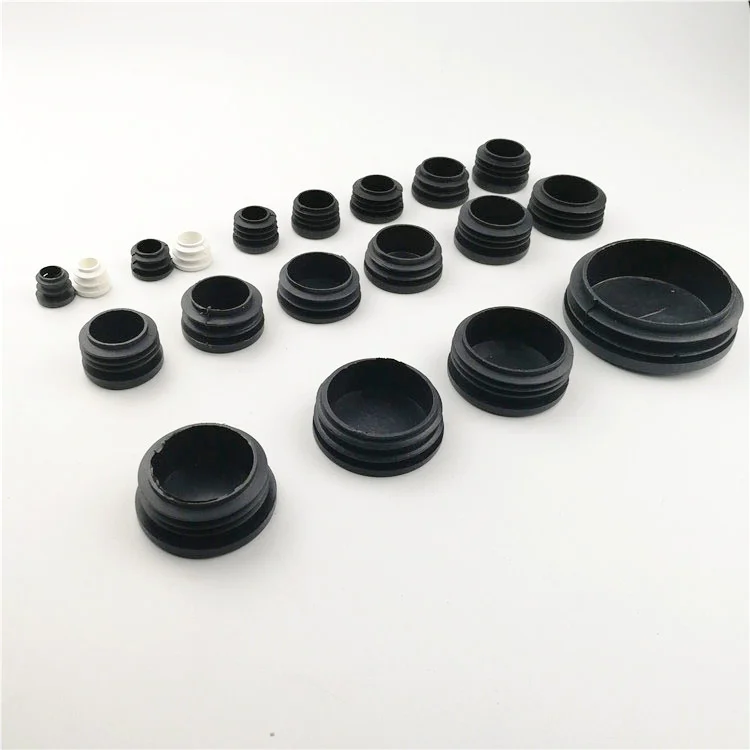 Round Shape Black Color Pp Plastic Blanking End Furniture Leg Tube Plastic Pipe Plugs Caps Buy
