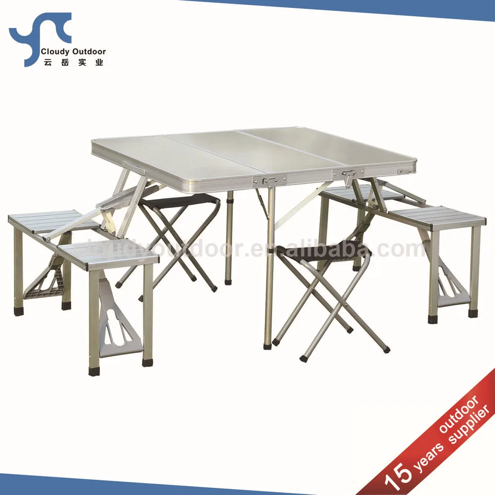 Outdoor Aluminum Suitcase Folding Picnic Table Chair Set Outdoor Aluminum Suitcase Folding Picnic Table Chair Set