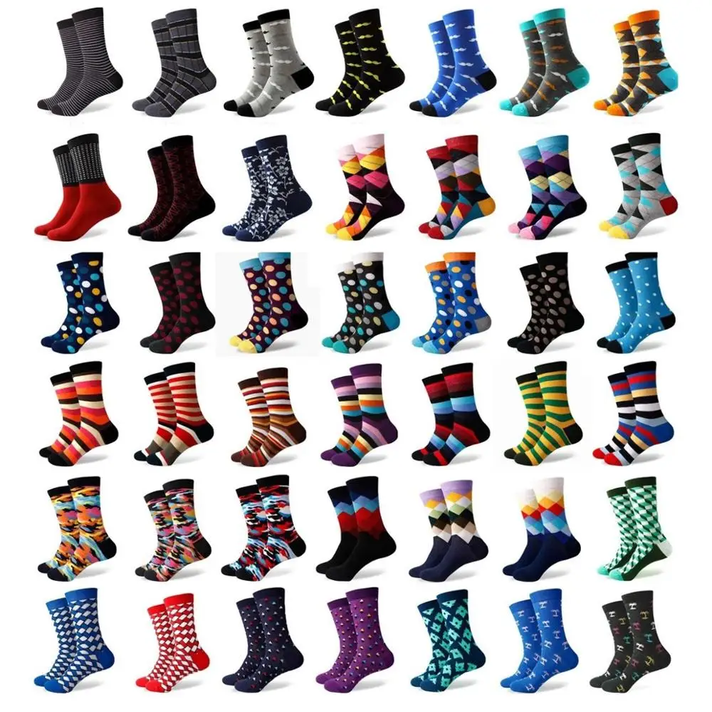 Wholesale Hundreds Styles Novelty Solid Stripe Polka Dot Camouflage Weed Men Socks Colorful Happy Socks Men Dropshipping