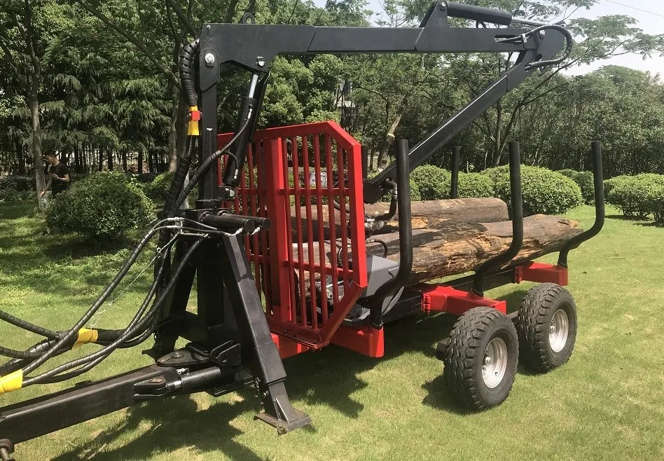 Forest Log Loader Trailer With Crane For Tractor - Buy Forestry Trailer ...