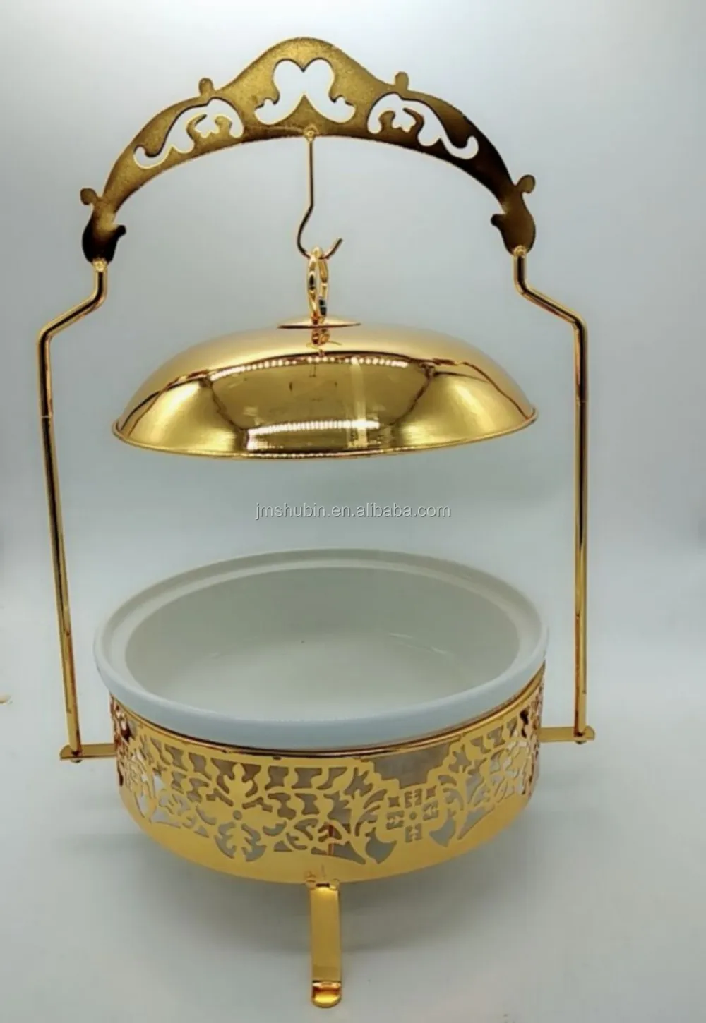 Ceramic Buffet Food Server,Catering Item Gold Plated Wedding Serving