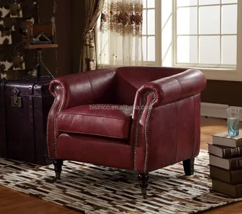 Italian Style Genuine Red Leather Living Room Arm Chair Replica Italian Style Genuine Red Leather Living Room Arm Chair Replica Single Sofa