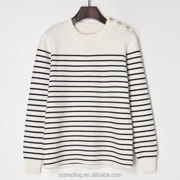 white sweater with black stripes