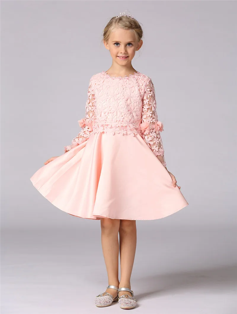 2016 Korean Kids Lace Dress Kids Long Sleeve Princess Dress Party Wear ...