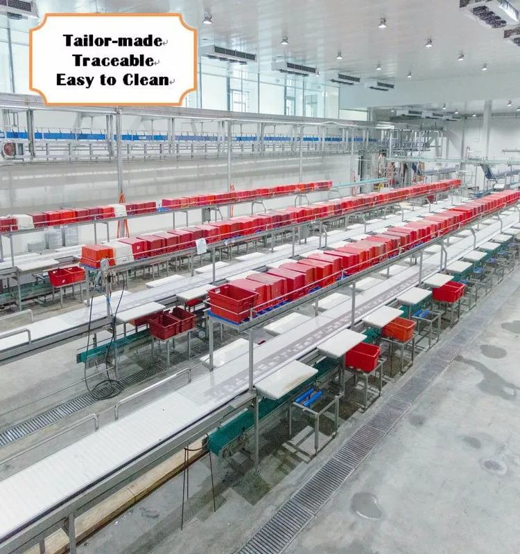 CE standard meat factory automatic meat and beef cutting and processing belt conveyor line