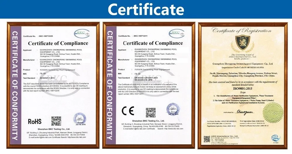 High-speed ISO/CE/ROHS Certificates sand filter for swimming pool