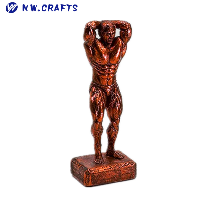 Wholesale Resin Copper Fitness Muscle Man Statue Bodybuilding Trophy