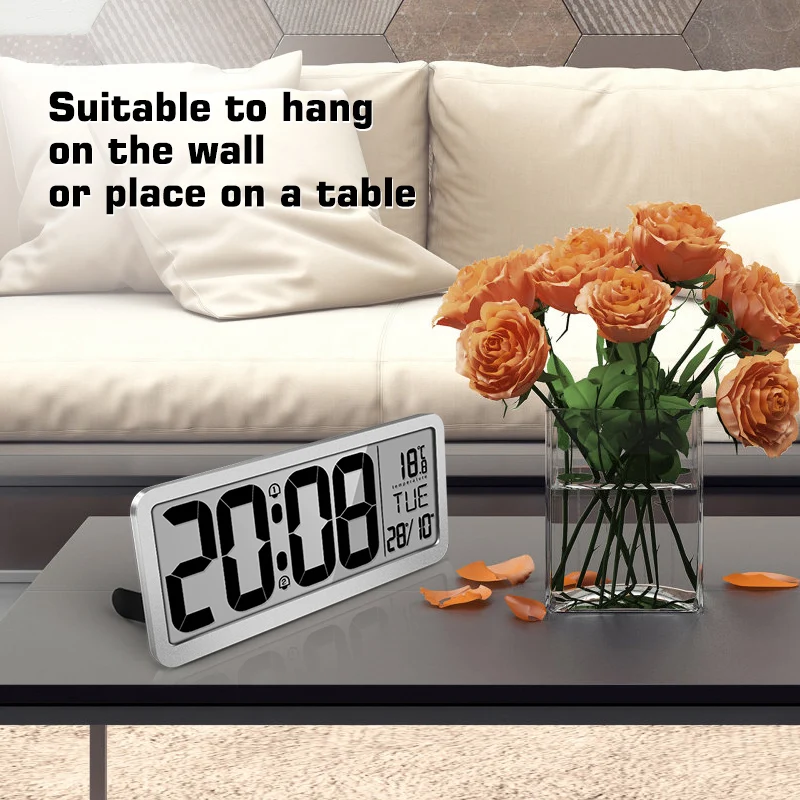 Elegant design large calendar digital electronic LCD display desk table clock for hotel room