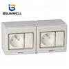 French Style IP55 Electrical Wall Mounting Waterproof 250VAC 16A 2Gang 2Way Switch 2Gang Socket