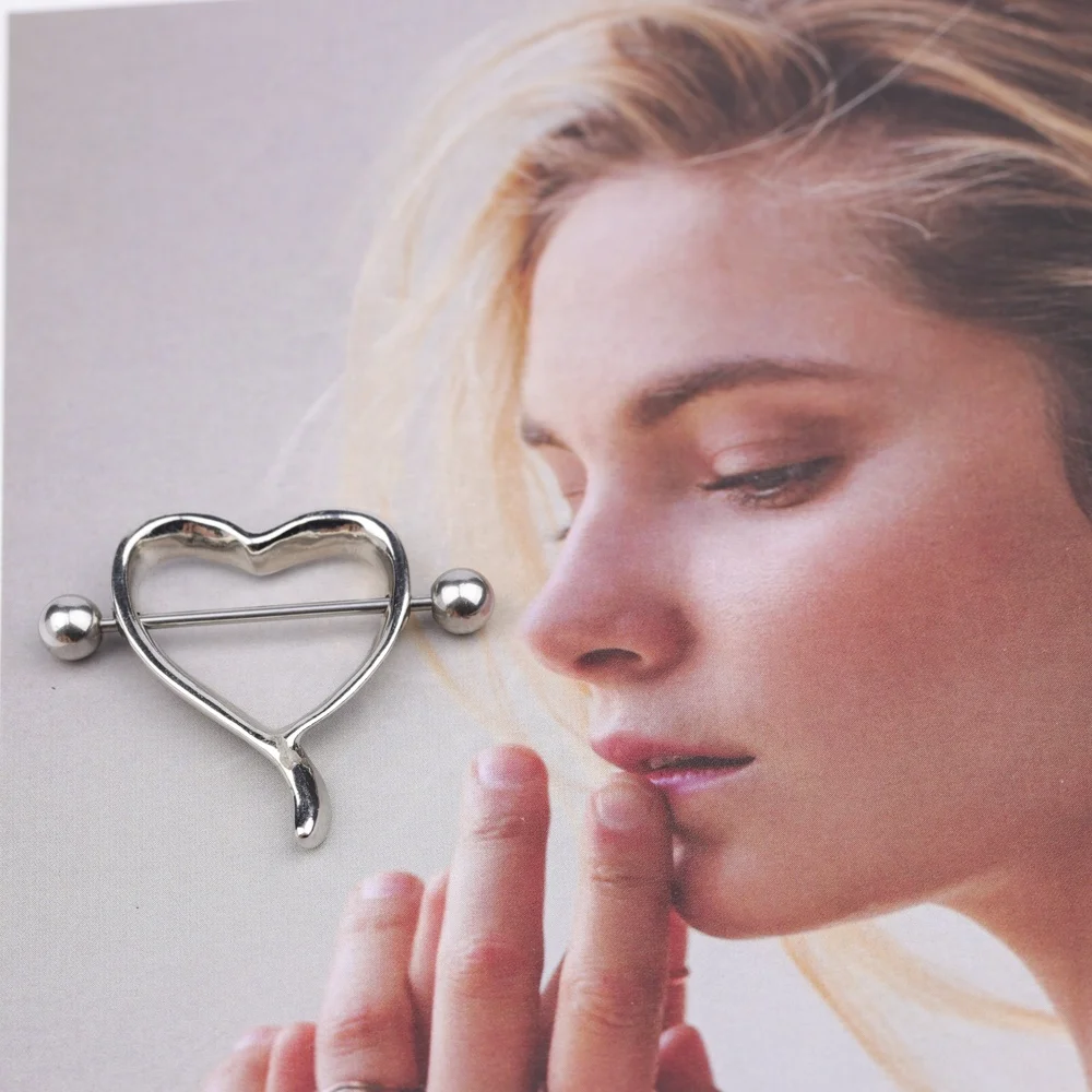 1PC Surgical Steel CZ Nipple Rings Piercing 14G Paved Zircon Heart Nipple Shield Rings Sexy Nipple Mamilo Piercing Women Jewelry - 36
