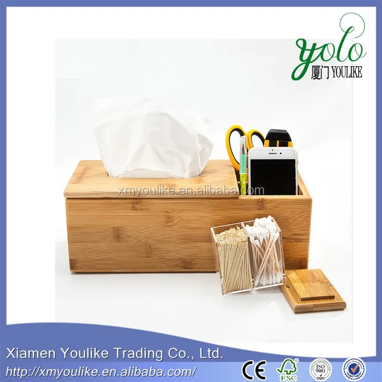 Bamboo Storage Facial Tissue Box With Pen Holder - Buy Paper Storage ...