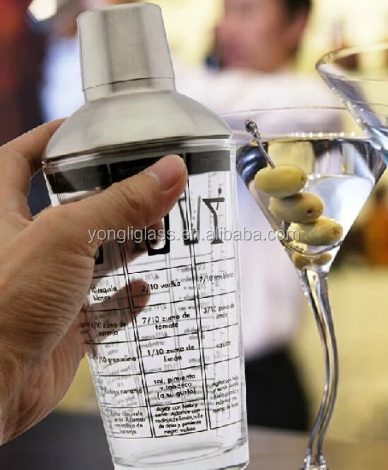 2015 factory price professtional cocktail glass shaker tin, custom made wine shaker with tick mark