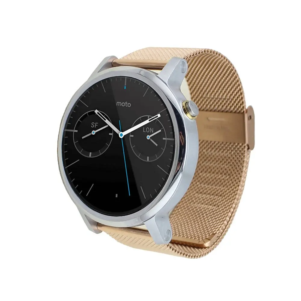 Moto 360 2 Watch Replacement Band (2nd Gen, 46mm 2015 MEN'S), DAYJOY Premium Stainless Steel Watch Strap Bracelet Milanese 22MM WIDTH Wrist Band for Moto 360 2 46mm Smart Watch (ROSE GOLD)