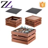 Luxury banquet event high tea wedding tiered table top marble slate square wood dessert buffet riser cake cupcake display stand