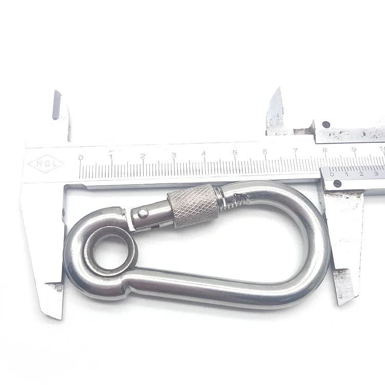 BT-2450S 8*80 Metal Safety Heavy Duty Stainless Steel 316 Spring Snap Clip Carabiner Hook With Screw Eyelet