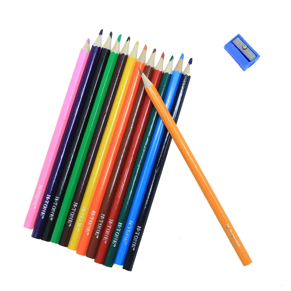 high quality 12 colors color pencil set wholesale hexagonal art