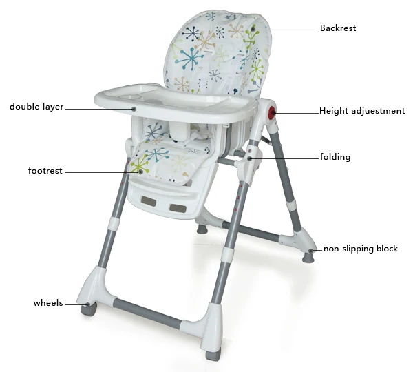 Luxury Steel Adult Baby High Chair French Style Dinning Chair