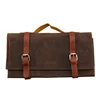 Chef Knife Roll Bag Waxed Canvas and Leather Knife Bag Stores 8 Knives with Shoulder Strap