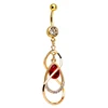 Gold Plated Surgical Steel Red Teardrop Gem Dangle Belly Ring