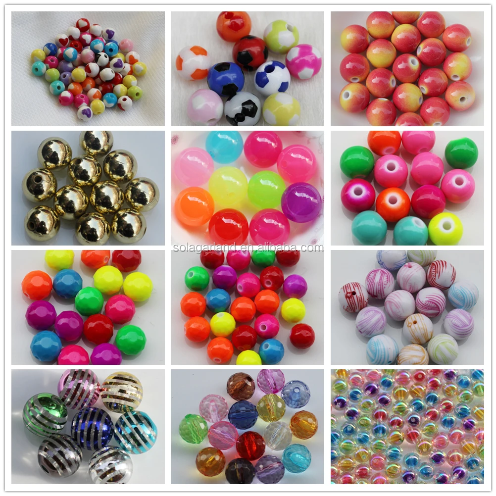 Wholesale Smooth Finishing Solid Color 10mm Round Plastic Beads No Hole