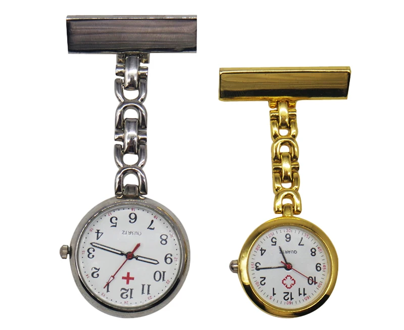Stainless steel quartz Fob watch chain brooch Fob watch hanging metal pin  nursing watches