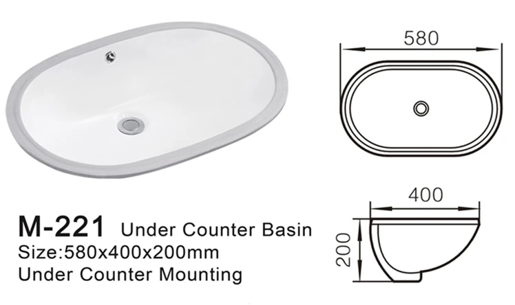 Modern lavatory ceramic oval under conter washing basin hotel sink