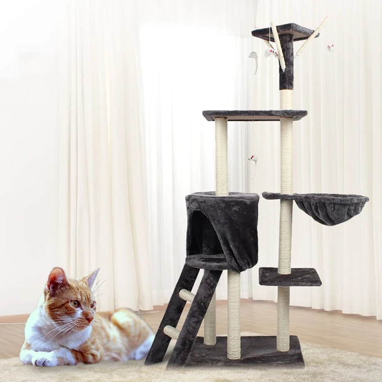 Sisal With Plush House Tree Cat Scratcher