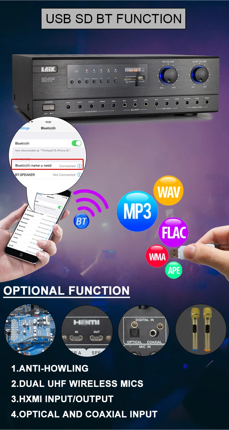 Laix Av108 Power Audio Hight Amplificador Oem Odm Home Amp Professional Karaoke Amplifier Buy