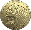 United States 2 1/2 Dollars Indian Head Quarter Eagle 1909 Gold Coins Two and half Dollars Brass Metal Coins