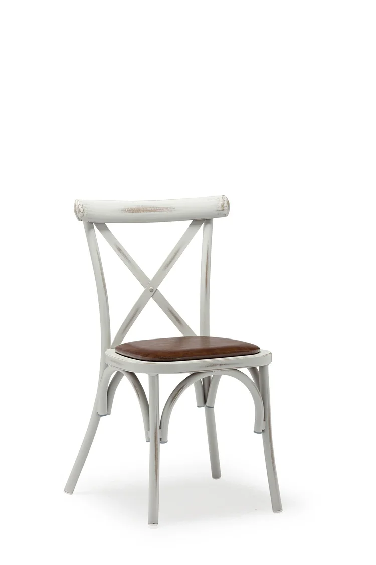 Commercial furniture Chinese Elegant Vintage Metal Aluminum High Back Cafe Chairs With Cushion For Restaurants Dining Garden