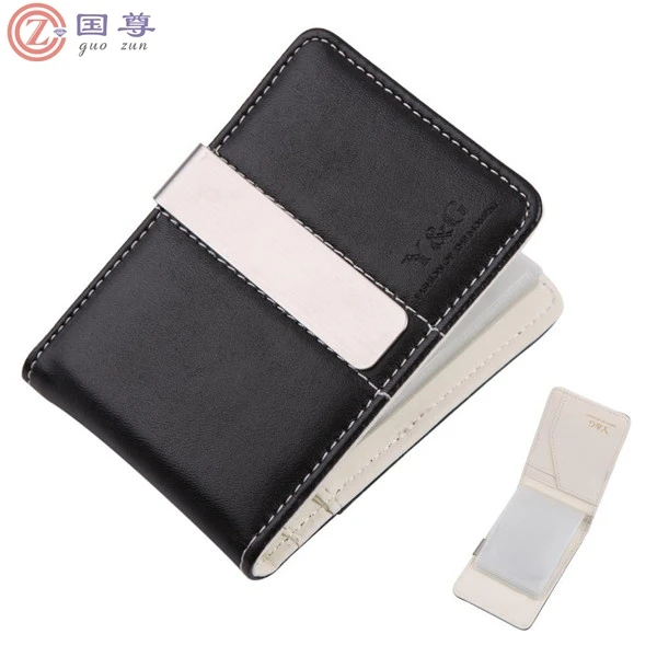 Horizontal Genuine Leather Money Clip Wallet / Smart Money Clip Credit Card Holder Personalized Gift
