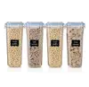 Set of 4 Cereal & Dry Food Storage Container + Free Chalkboard Labels and Marker - 4 Side - Locking Airtight Lid