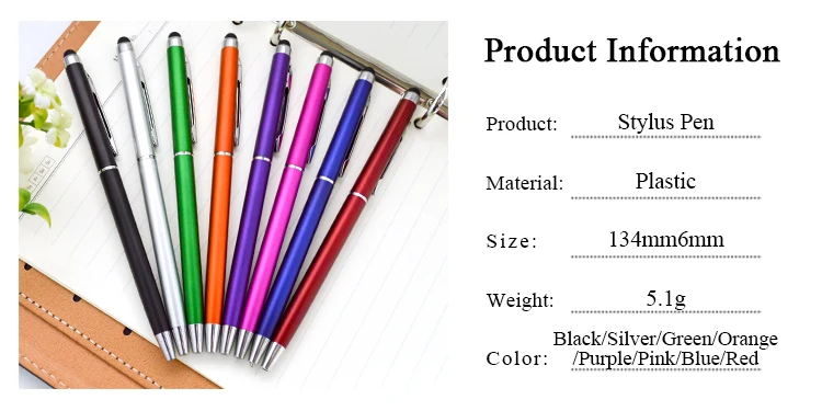 Slim Plastic Ballpoint Pen 2 In 1 Multifunctional Stylus Pen Stylo