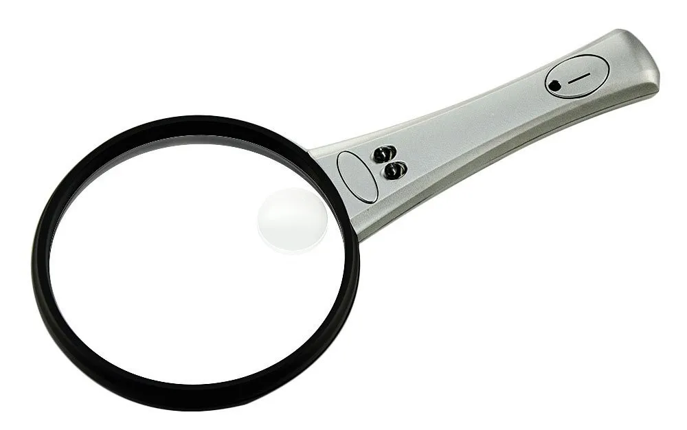 10x 20x Bifocal Double Lens Handheld 90mm Illuminated Magnifier Magnifying Glass Loupe With 2