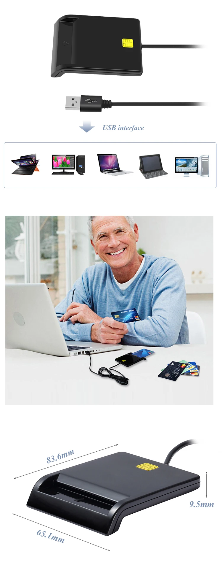 Hotting free SDK USB EMV Contact IC Chip Smart Card Reader Writer - ANKUX.COM