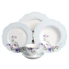Elegant wave shape sky blue garden floral dinnerware set for wedding party