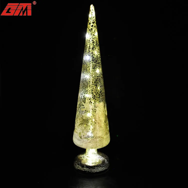 Mercury finish artificial led lighted mini glass christmas tree factory