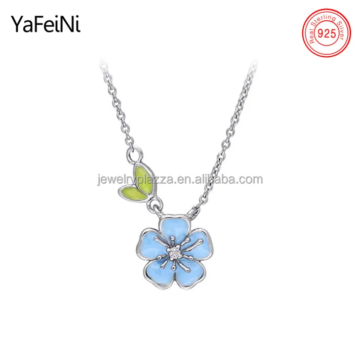 necklace pendant watch Cute Orange Bead Crystal Enamel Flower Pendant Necklace xl00511b