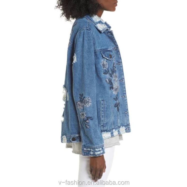 winter floral denim jacket
