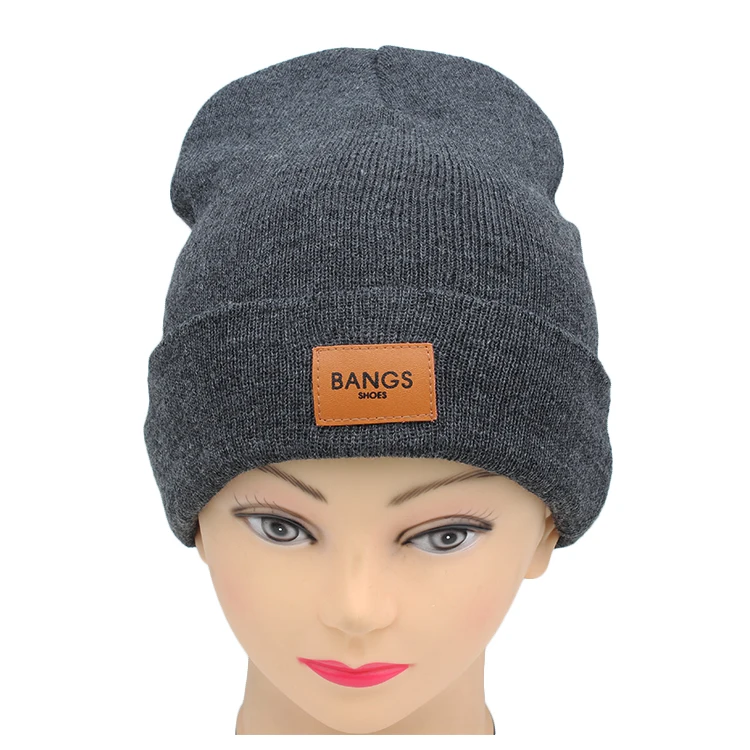 Wholesale Winter Leather Patch Beanie Custom Wool Beanies Buy Winter