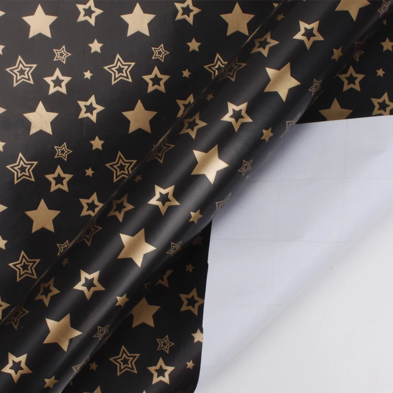 High Grade Luxury Gold Foil Pattern Printed Black Gift Wrapping Paper