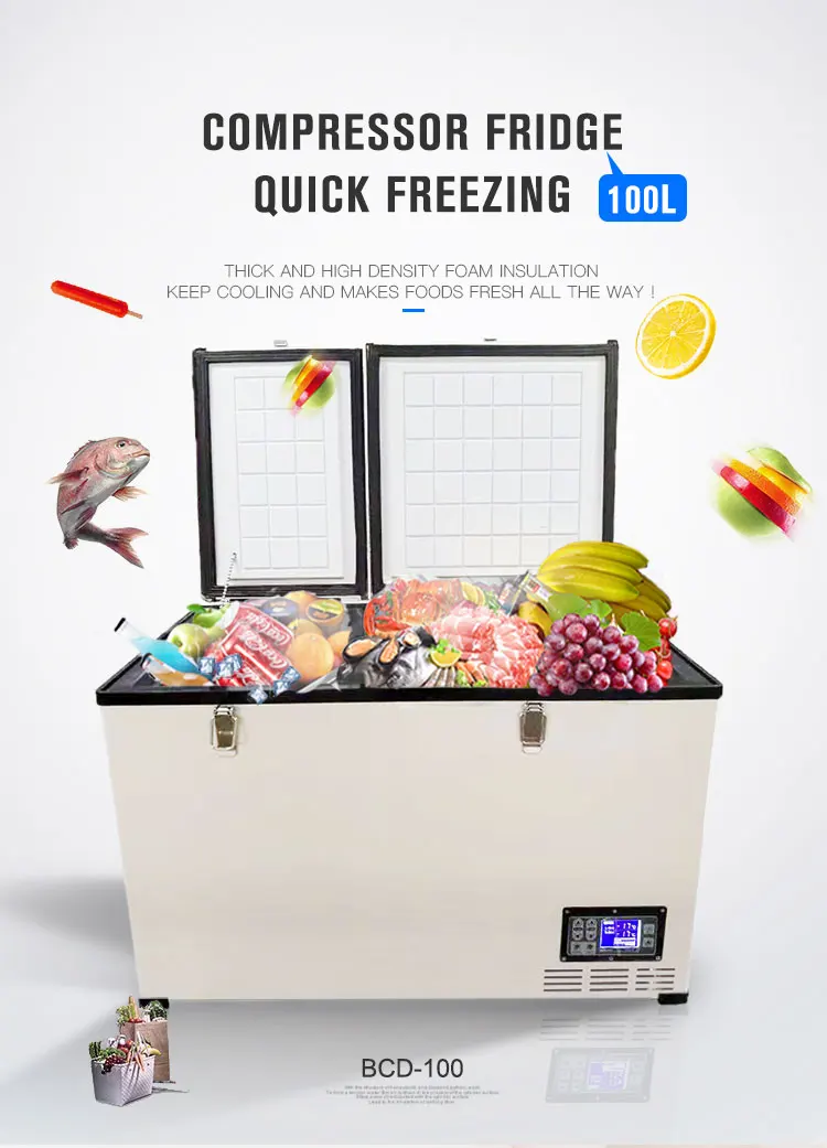 100l Portable Compressor Car Freezer Dc 12/24v Camping Deep Freezer